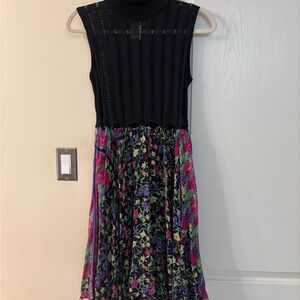 Gianni Versace Black and Floral Midi Dress